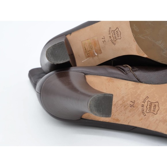 Marchez Vous Booties Womens 7.5 Brown Leather Cone Heel Zipper Ankle Boots - Picture 12 of 13